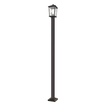 Z-Lite Beacon 2 Light Outdoor Post Mounted Fixture, Oil Rubbed Bronze & Clear Beveled 568PHBS-536P-ORB